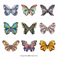 Vetor grátis borboletas geométricas bonitos em cores