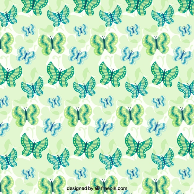borboletas verdes padrão decorativo de tamanhos diferentes