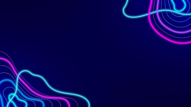 Borda abstrata de néon em um vetor de modelo de banner de blog azul escuro