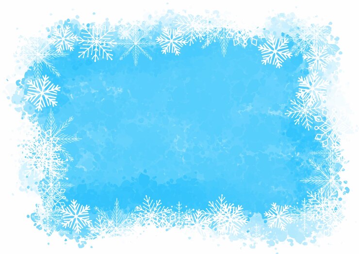 Vetor grátis borda de floco de neve de natal em um fundo aquarela pintado à mão