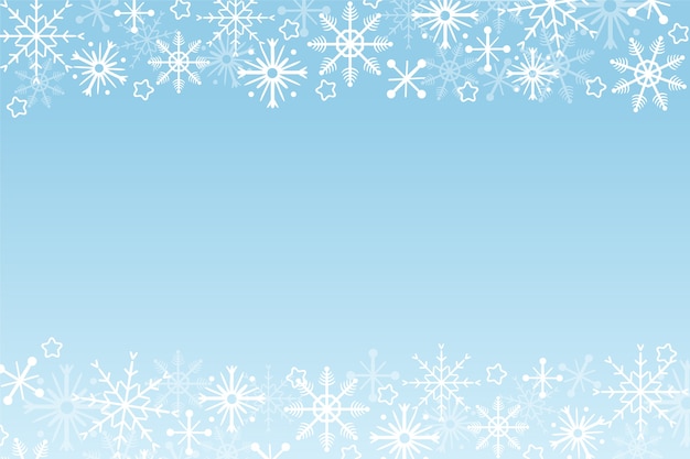 Borda de floco de neve gradiente azul desenhada à mão