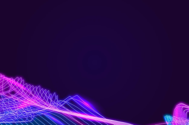 Borda de onda de sintetizador de néon em um vetor de fundo roxo escuro