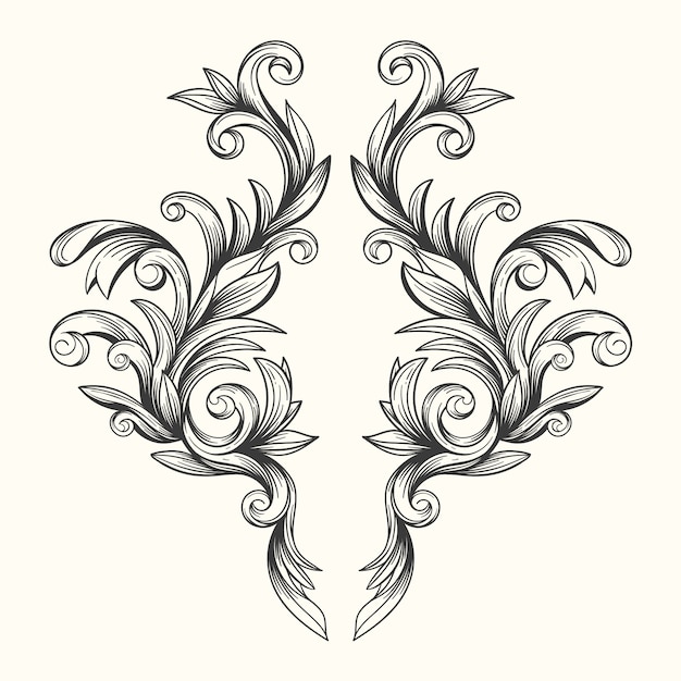 Borda ornamental de mão desenhada estilo barroco realista