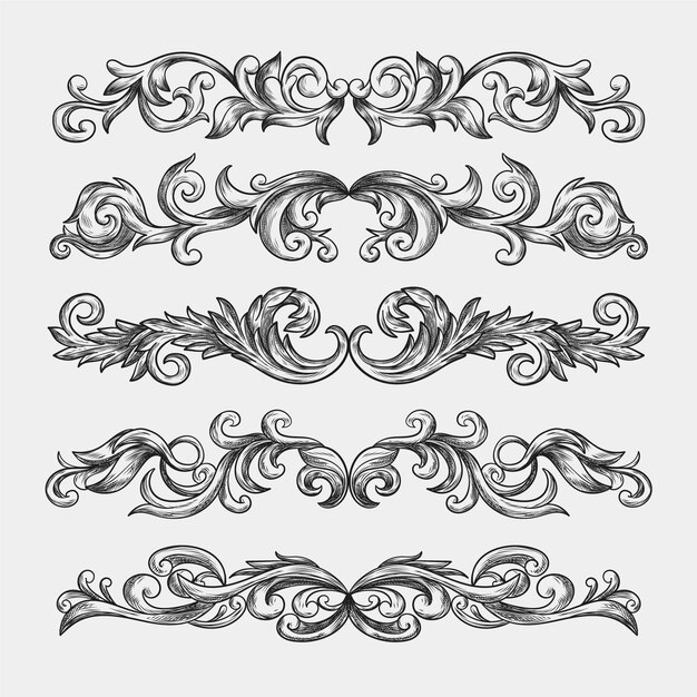 Borda ornamental desenhada de mão realista