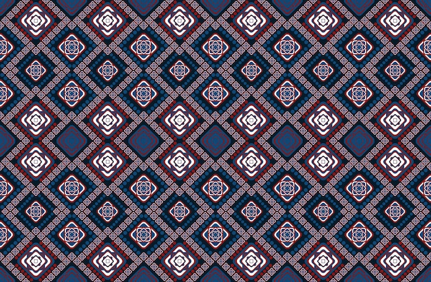 Bordado de padrão étnico geométrico .carpet, papel de parede, roupas, embrulho, batik, tecido, estilo de bordado de ilustração vetorial.