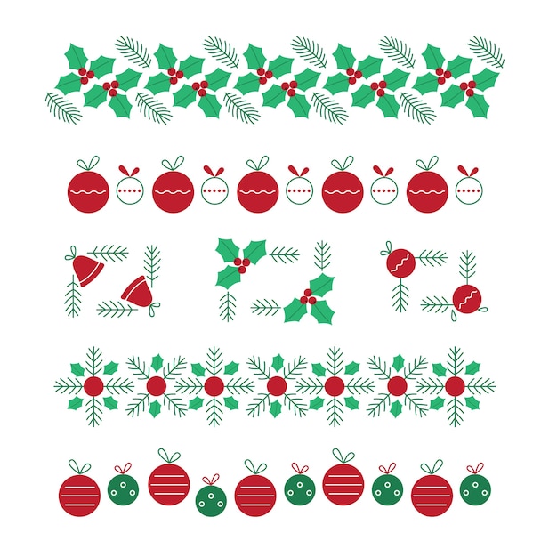 Bordas e molduras de natal de design plano