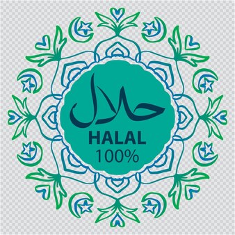 Borracha de carimbo halal com moldura de mandala fundo transparente