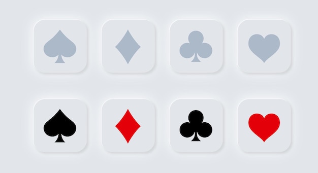 Botões com baralho de cartas de baralho em fundo branco