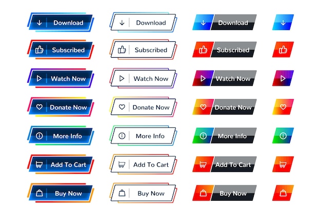 Vetor grátis botões gradientes de apelo à ação