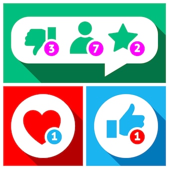 Botões simples com feedback do usuário para rede social,