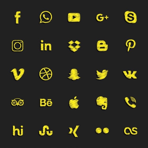 Vetor grátis botões sociais amarelo cravejado