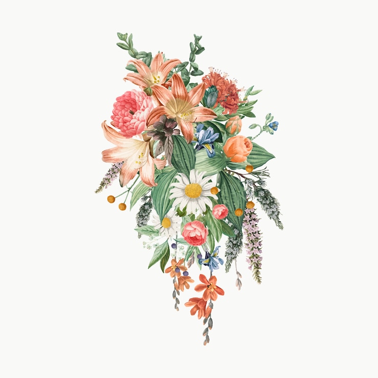 Vetor grátis bouquet de flores de lírio
