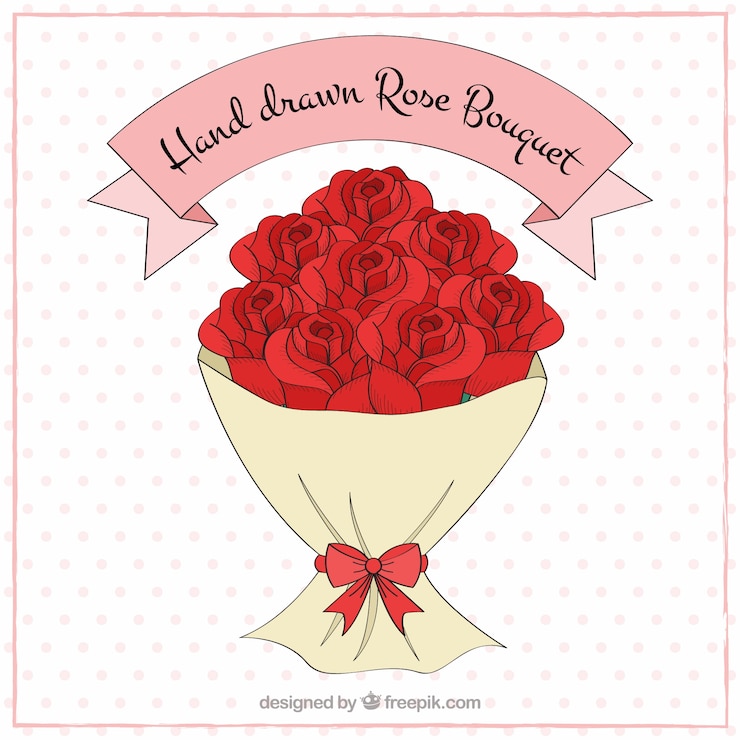 Vetor grátis bouquet romântico de rosas para um casamento