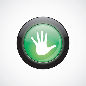 Braço vidro sinal ícone verde botão brilhante. botão do site da interface do usuário
