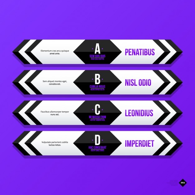 Branco e roxo template opções infográfico