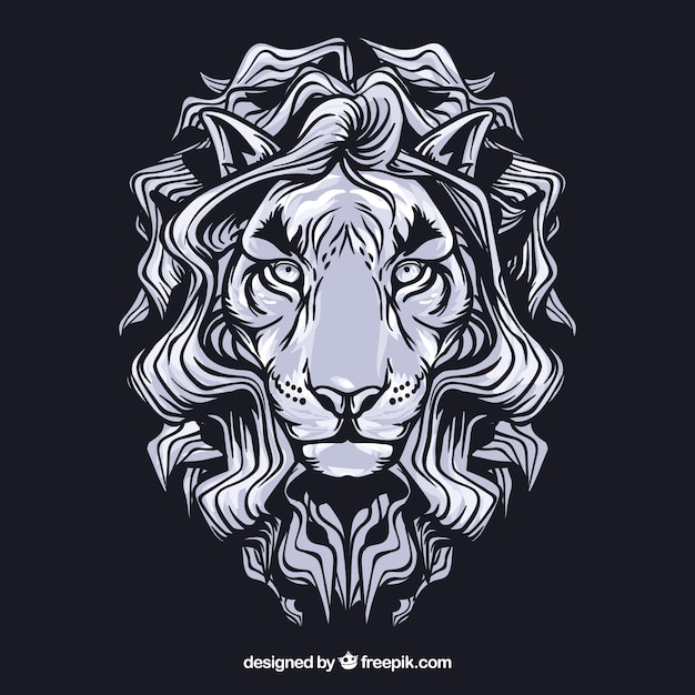 Branco leon rosto vector clip art Vetor Premium