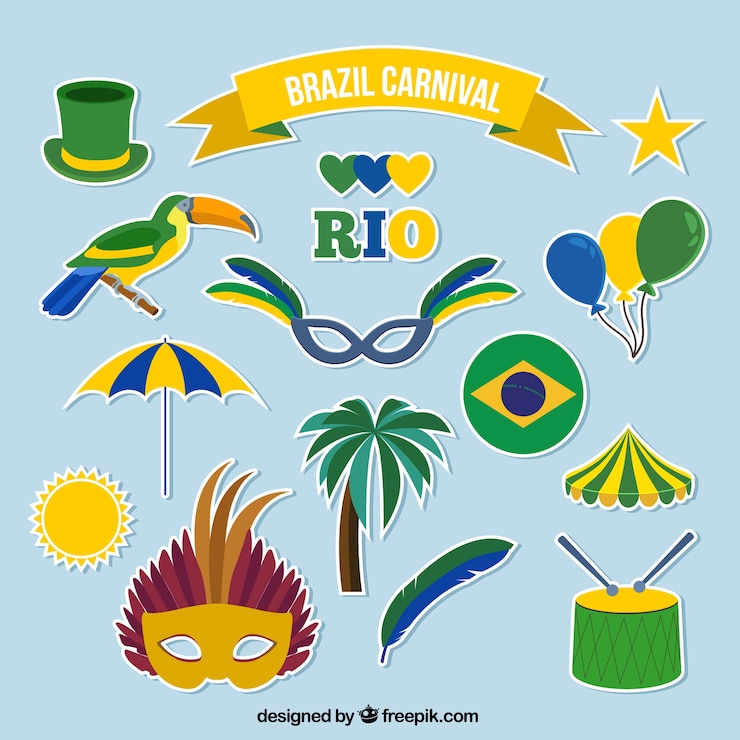 Vetor grátis brasil autocolantes carnaval