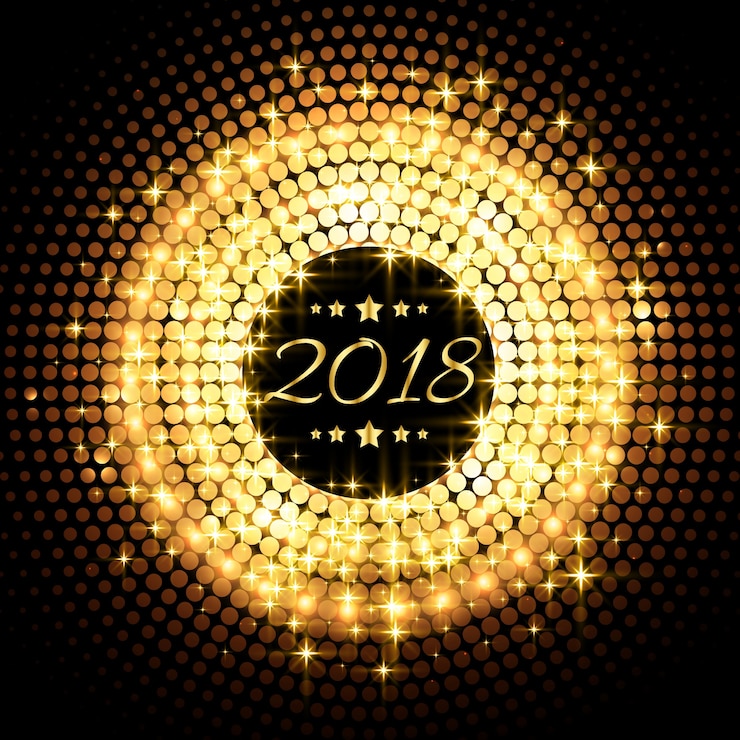 Vetor grátis brilho lindo brilhando 2018 ano novo festa fundo de celebração