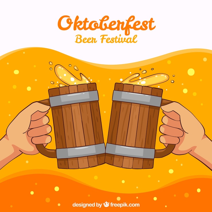 Vetor grátis brinde de cerveja, fundo oktoberfest