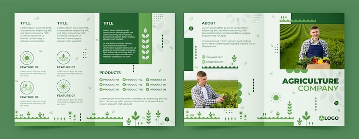 Vetor grátis brochura da empresa agrícola de projeto plano
