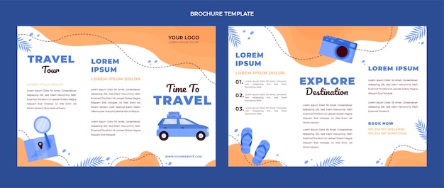 Brochura de viagens de design plano