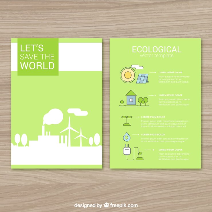 Vetor grátis brochura ecológica na cor verde