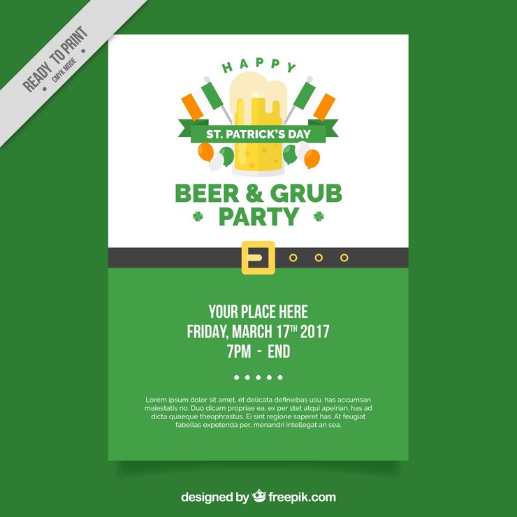 Vetor grátis brochura festa de st. patrick em design plano