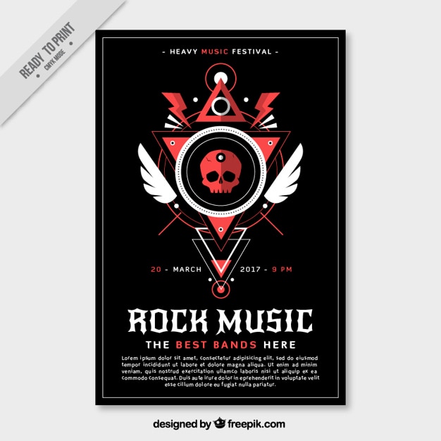 Vetor grátis brochura música rock