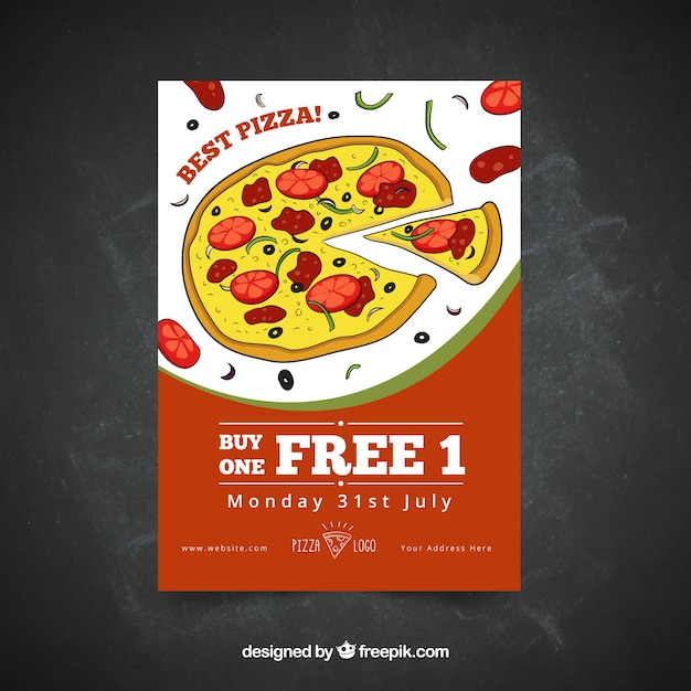 Vetor grátis brochura para pizza desenhada a mão