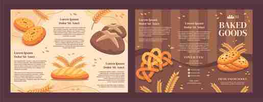 Vetor grátis brochura plana desenhada à mão de padaria