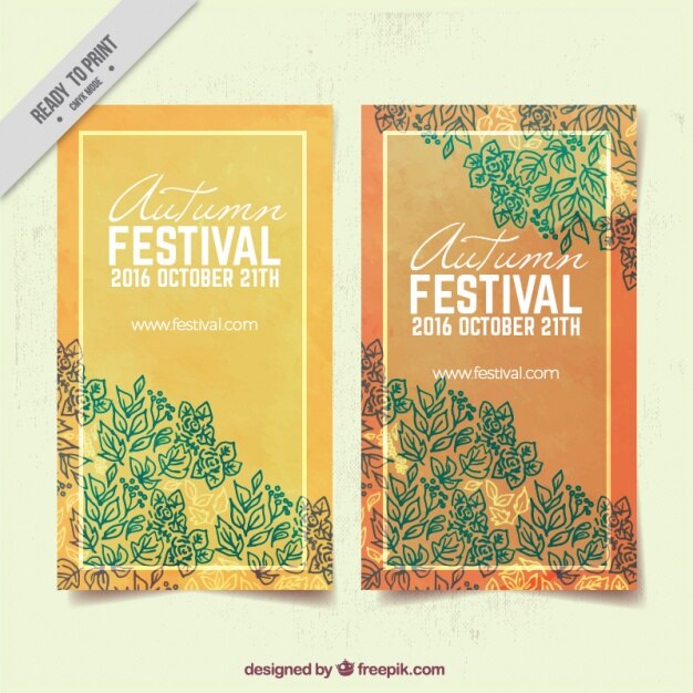 Brochuras festival de outono de folhas decorativas