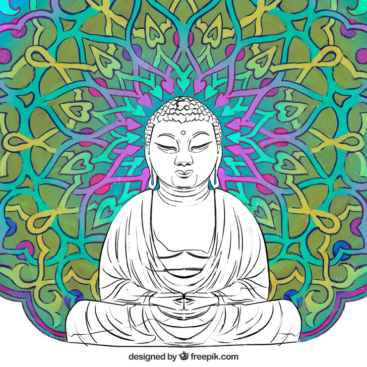 Vetor grátis budha tradicional com estilo desenhado de mão