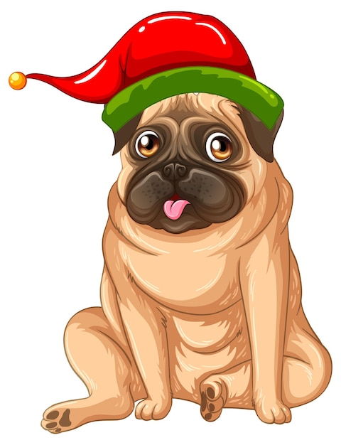 Buldogue francês com chapéu de Natal