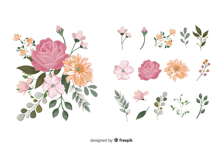Vetor grátis buquê de flores 2d realista