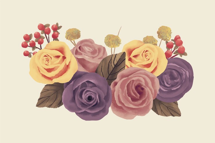 Vetor grátis buquê floral vintage colorido realista