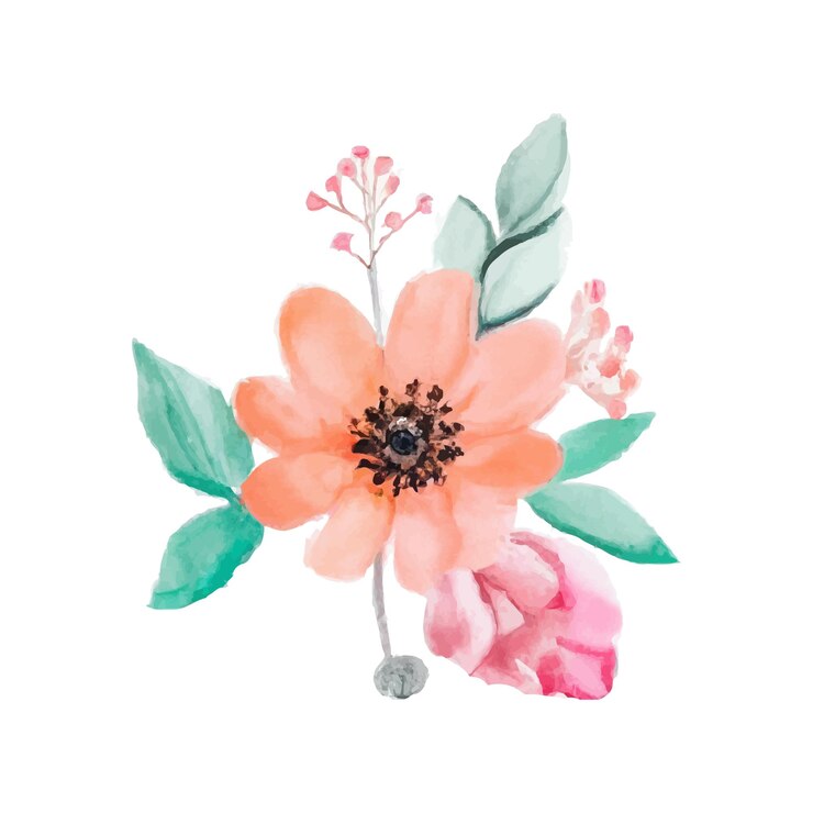 Vetor grátis buquês de moldura floral aquarela de rosas e design de folhas