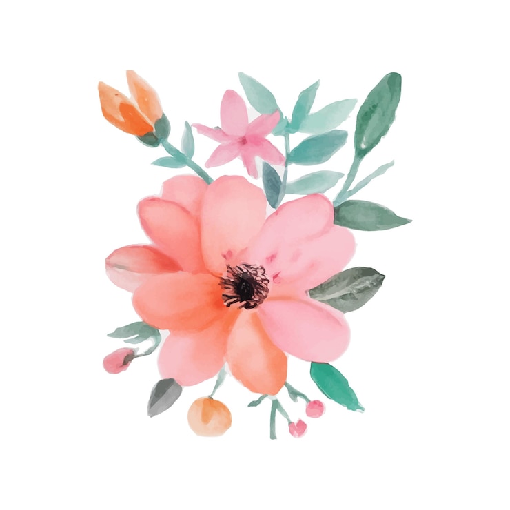 Vetor grátis buquês de moldura floral aquarela de rosas e design de folhas
