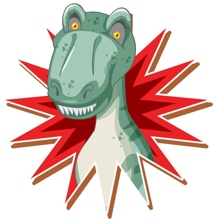 Vetor grátis cabeça de dinossauro com explosão vermelha