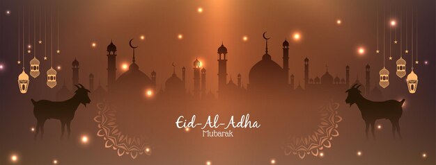 Cabeçalho de brilhos religiosos espirituais de Eid Al Adha mubarak