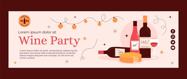 Cabeçalho de contração de festa de vinho de design plano