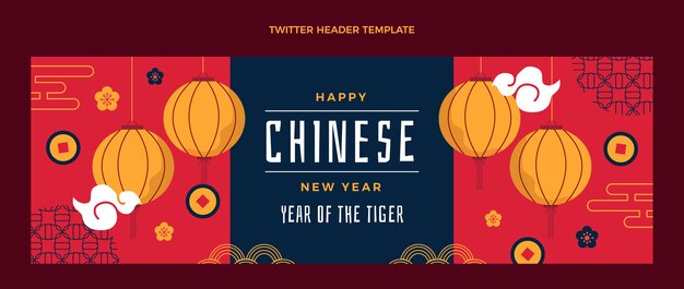 Cabeçalho de twitter de ano novo chinês plano