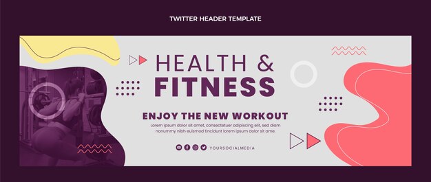 Cabeçalho de Twitter de aptidão de design plano