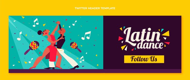 Cabeçalho de twitter de festa de dança latina desenhada à mão