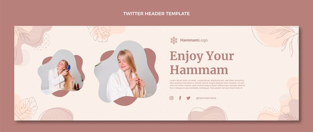 Cabeçalho de twitter de hammam de contorno desenhado à mão