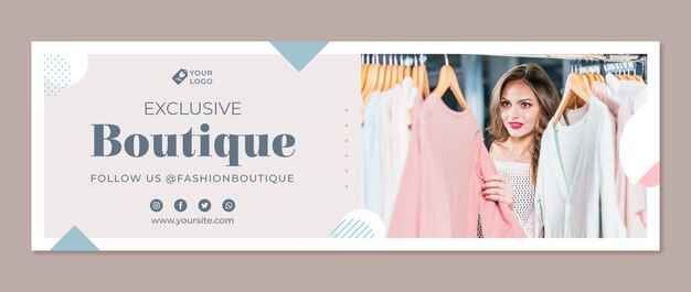 Cabeçalho de twitter de modelo de boutique minimalista de design plano
