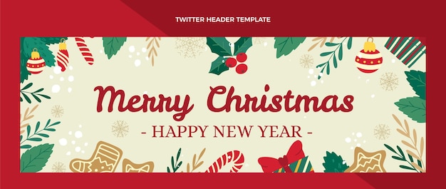 Vetor grátis cabeçalho de twitter de natal desenhado à mão