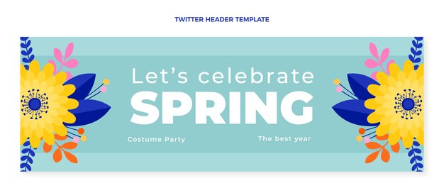 Vetor grátis cabeçalho de twitter flat spring