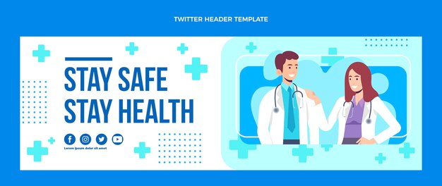 Cabeçalho de twitter médico de design plano