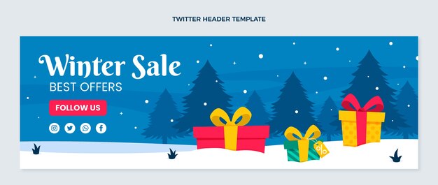 Cabeçalho de twitter plano de inverno
