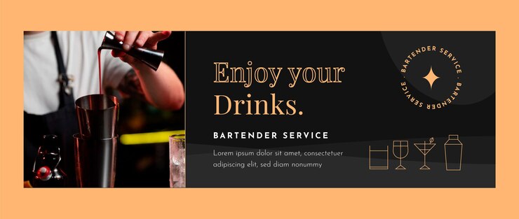 Vetor grátis cabeçalho de twitter plano para profissão de barman